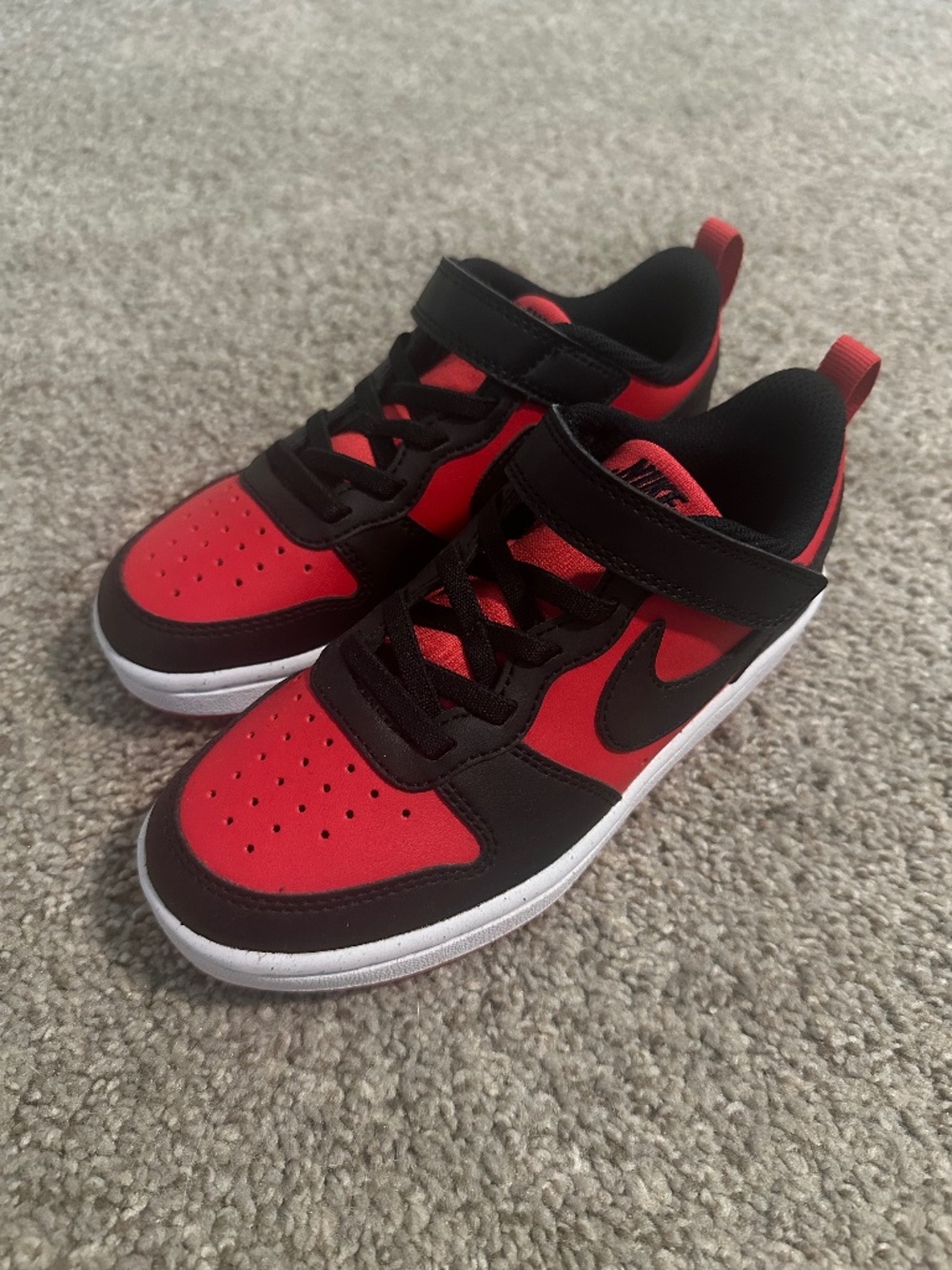 Youth Shoe Sz 13 Nike Kids' Preschool Court Borough Low Recraft Shoes Red/Black